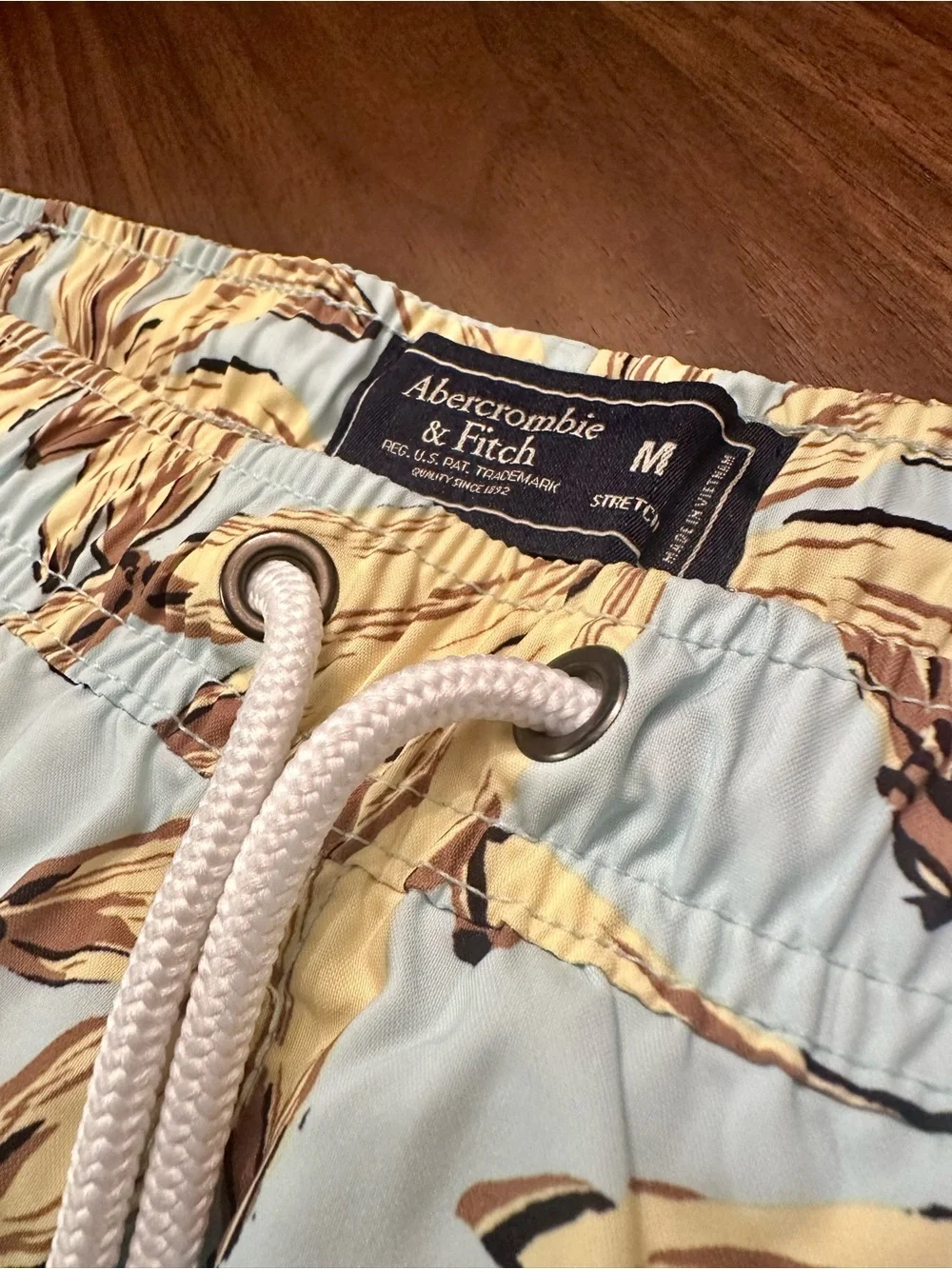 Men’s 5” Abercrombie & Fitch Swim Trunks with Yellow Banana Motif - Size M